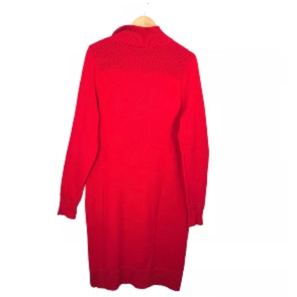 Lauren Ralph Lauren Red Knit Quarter Zip Long Sleeve Dress Size L - Picture 2 of 6